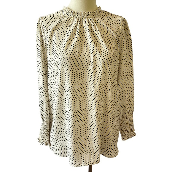 CAROLINA BELLE TOP BLOUSE NWT S POLKA DOT PREPPY WORK OFFICE CAREER CASUAL - Picture 2 of 13